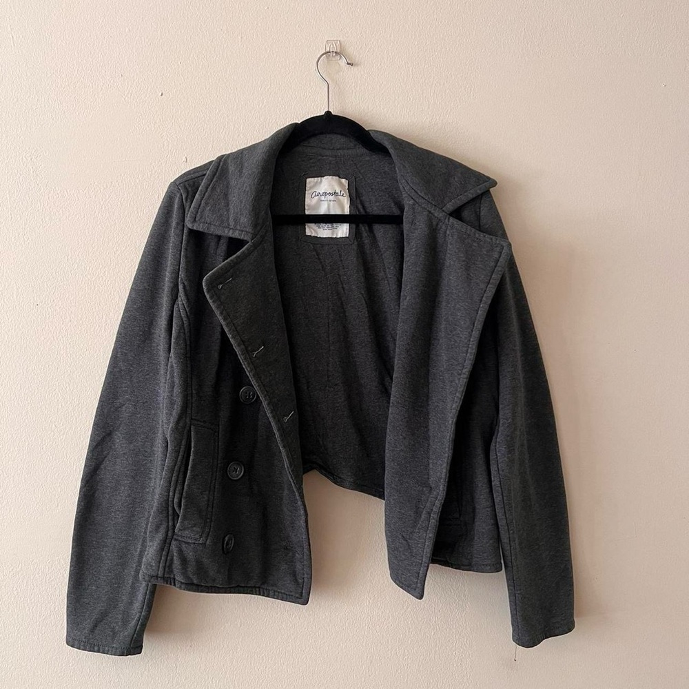 gray cropped peacoat from aeropostale